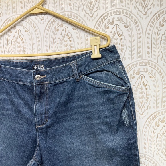 Apt 9 Denim Shorts Womens 16W Blue Distressed Bermuda Raw Hem Cuffed Mid Rise - Picture 6 of 7